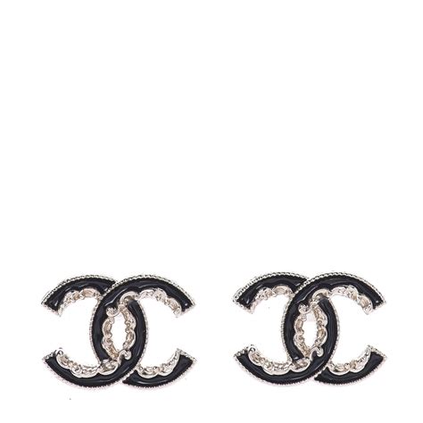 chanel black enamel earrings|Chanel cc baroque earrings.